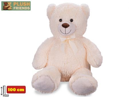 Plush Friends medvěd plyšový 100cm krémový s mašlí 0m+