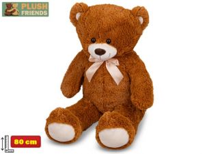 Plush Friends medvěd plyšový 80cm tmavě hnědý s mašlí 0m+