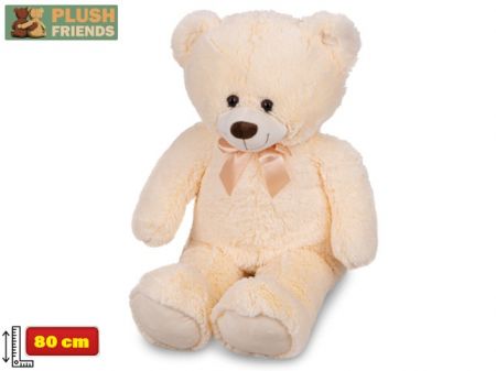 Plush Friends medvěd plyšový 80cm béžový s mašlí 0m+