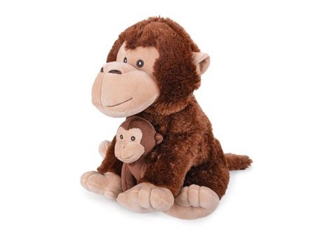 Opice plyšová 25cm sedící s mládětem 0m+ v sáčku