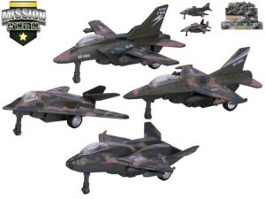 Mission Control letadlo vojenské 12-13,5cm kov zpětný chod 6druhů