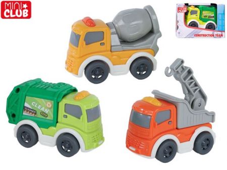 Mini Club vozidlo stavební 8cm volný chod 3druhy 18m+ v krabičce