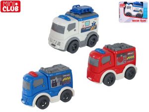 Mini Club vozidlo záchranářské 8cm volný chod 3druhy 18m+ v krabičce