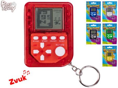 Play Today přívěsek na klíče mini brickgame 6cm na baterie se zvukem 6barev na kartě