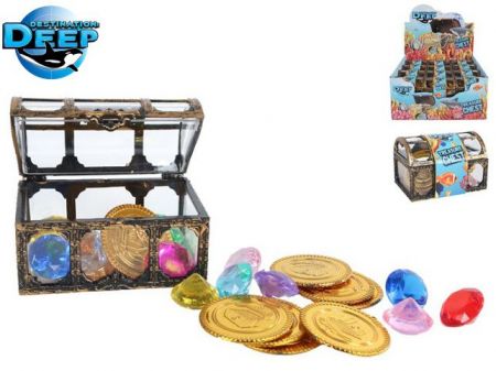 Destination Deep truhla 7,5cm s pokladem 12ks zlatých mincí a 12ks diamantů