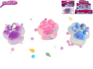 Glamour kočičí tlapka strečová 7cm s flitry 3barvy v sáčku