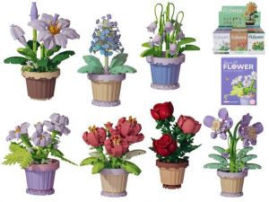 Stavebnice rostlina v květináči 105-365ks 12druhů v krabičce