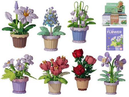 Stavebnice rostlina v květináči 105-365ks 12druhů v krabičce