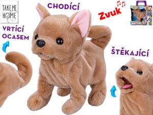 Take Me Home pes plyšový 21cm hnědý na baterie štěkající a vrtící ocasem 12m+ v krabičce