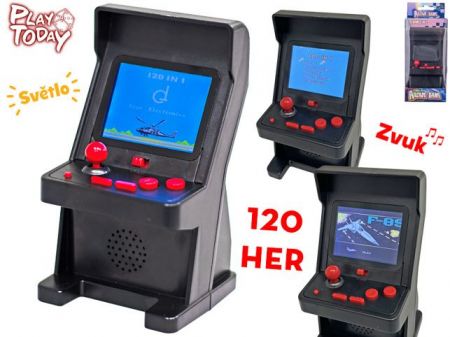 Play Today herní konzole 13cm na baterie s barevnou obrazovkou 120her se světlem a zvukem 