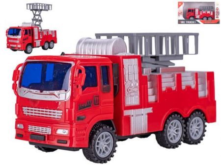 Auto hasiči 19cm s plošinou na setrvačník v krabičce