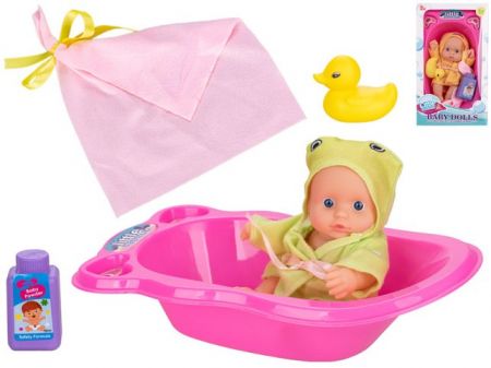 Miminko 17cm v županu s vaničkou a doplňky 2druhy v krabičce