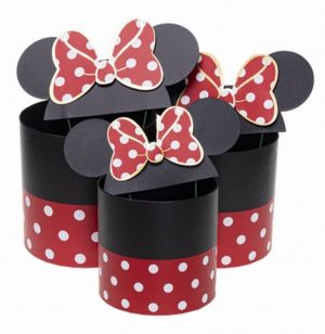 Dárková krabička s oušky a mašlí – styl Minnie, střední