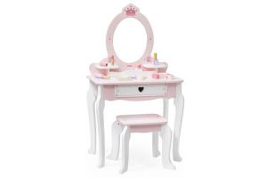 Dřevěný toaletní stolek s příslušenstvím