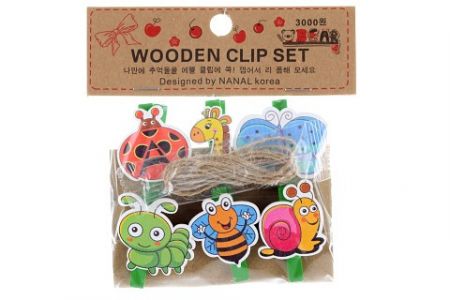 Dřevěné klipy se zvířátky 6ks