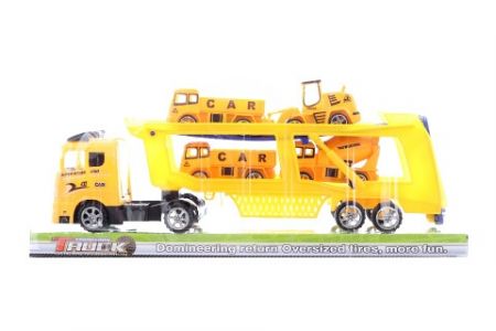 Kamion se stavebními auty