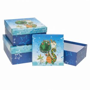 Dárková krabička dinosaurus modrá malá