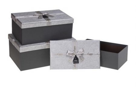 Dárkové krabičky LUX  šedé s mašlí střední