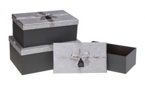 Dárkové krabičky LUX  šedé s mašlí malá
