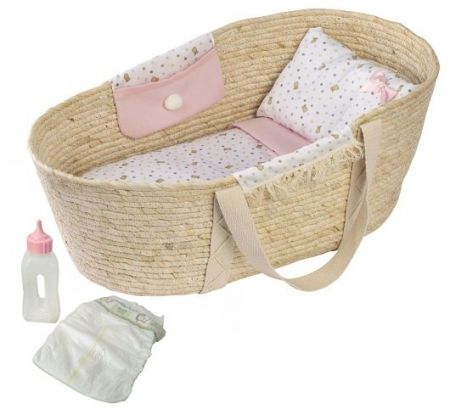 Llorens 201 - Mojžíšův košík pro panenku s povlečením a s doplňky