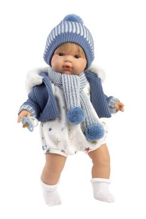 Llorens 38573 SASHA - realistická panenka se zvuky a měkkým látkovým tělem - 38 cm
