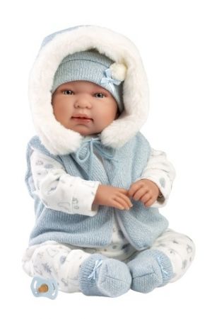 Llorens 84485 NEW BORN - realistická panenka miminko se zvuky a měkkým látkovým tělem - 44