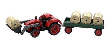 BRIXIES Plus 222.202 Velký traktor s nakladačem a přívěsem, 239 k