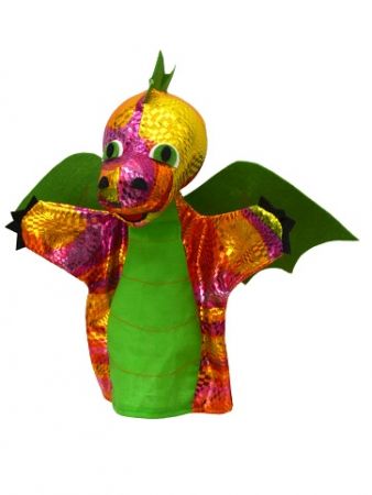 Drak duhový 28 cm, zelený, maňásek