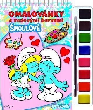 Omalovánka s barvami a štětcem Šmoulové