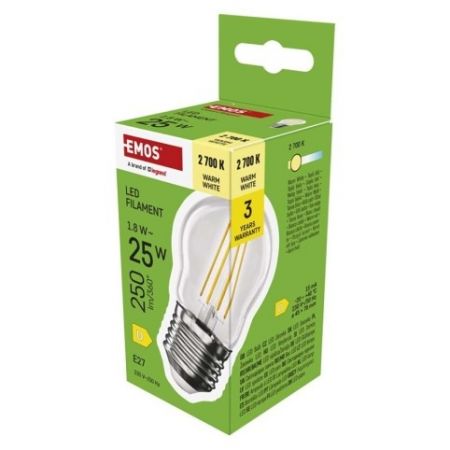 EMOS LED žárovka Filament Mini Globe / E27 / 1,8 W (25 W) / 250 lm / teplá bílá