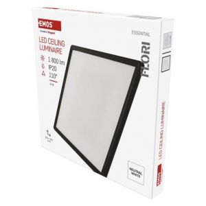 EMOS LED přisazené svítidlo FLORI čtvercové, černé, 18W, neutrální bílá