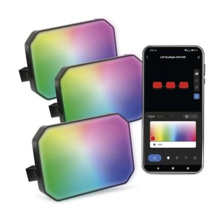 EMOS GoSmart venkovní LED reflektor, startovací sada, 3 díly, 14 W, RGBIC stmívatelné, WiF
