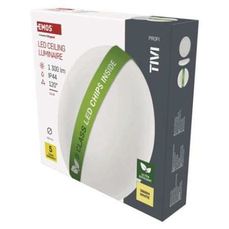 EMOS LED přisazené svítidlo TIVI, B CLASS, kruhové bílé 8,6W, IP44, teplá bílá