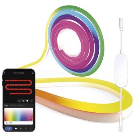 EMOS GoSmart ohebný LED pásek NEON bílý, 5 m, 33 W, RGBIC stmívatelný, WiFi