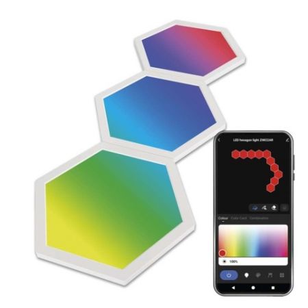 EMOS GoSmart LED svítidlo Hexagon, rozšiřující sada, 3 díly, 1,8 W, RGBIC stmívatelné, WiF