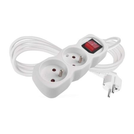 EMOS Prodlužovací kabel 2 m / 2 zásuvky / s vypínačem / bílý / PVC / 1 mm2