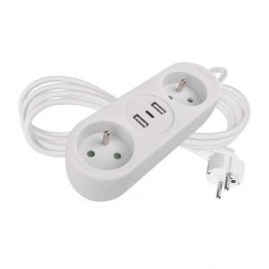 EMOS Prodlužovací kabel 1,4 m / 2 zásuvky+2×USB-A+1×USB-C / bílý / PVC / 1,5 mm2