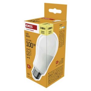 EMOS LED žárovka Basic A60 / E27 / 15,3W (100 W) / 1521 lm / teplá bílá
