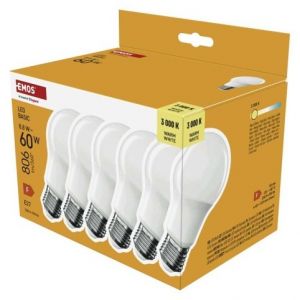 EMOS LED žárovka Basic A60 / E27 / 8,8 W (60 W) / 806 lm / teplá bílá