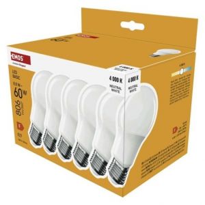 EMOS LED žárovka Basic A60 / E27 / 8,8 W (60 W) / 806 lm / neutrální bílá