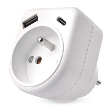 EMOS Rozbočovací zásuvka 1×, 1×USB-A+1×USB-C, bílá