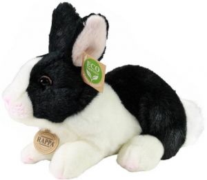 Plyšový králík bílo-černý ležící 23 cm