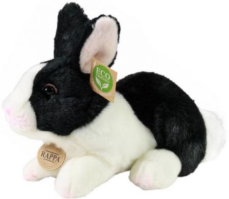 Plyšový králík bílo-černý ležící 23 cm