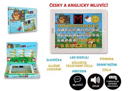 Naučný tablet moudré sovy dvojjazyčný CZ+AJ, plast