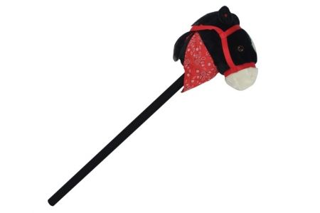 Kůň na tyči plyš 80cm na baterie se zvukem černý