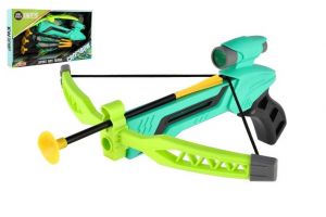 Pistole/kuše s lukem na přísavky plast 25cm + šípy 3ks v krabici 36x21x5cm