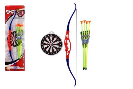 Luk+4 šípy s přísavkami plast 57cm na kartě