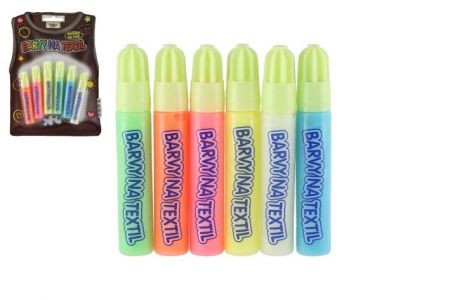 Barvy na textil svítící ve tmě 6ks na kartě 14x20cm