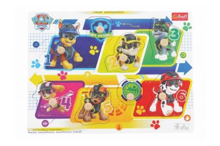 Vkládačka/Puzzle deskové obrysové dřevěné Tlapková patrola/Paw Patrol ve fólii 30x22cm 18m