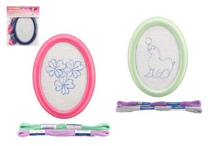 Vyšívání rámeček na pověšení předloha, 2 příze asst 4 druhy v sáčku 15x16x4cm